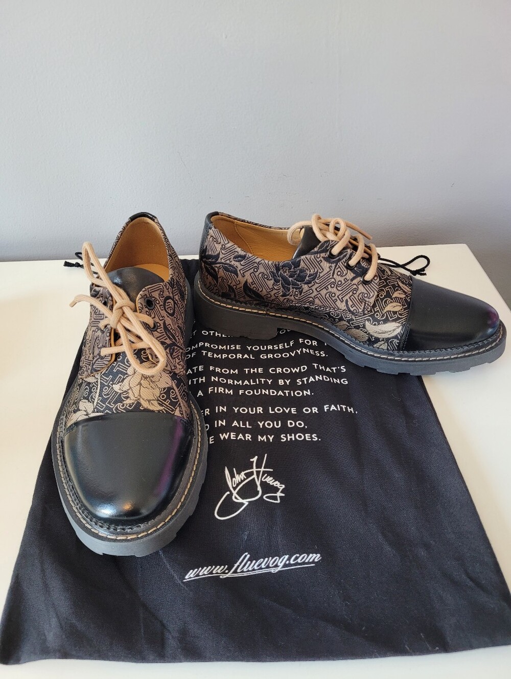 Fluevog Guardian Angel Oakland Classic Toe Capped Derby Shoes, NWOT, Sz 8